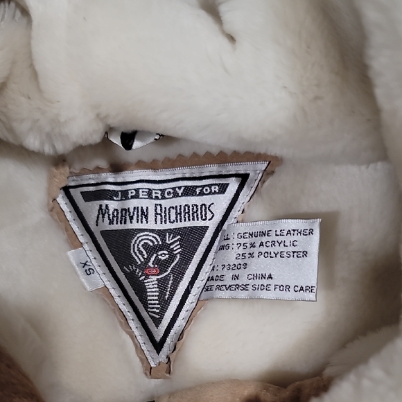 J PERCY for Marvin Richards Tan Leather Suede Hooded Zipper Coat Womans XS - Picture 2 of 7